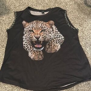 Forever 21 Black Leopard Graphic Tank Top